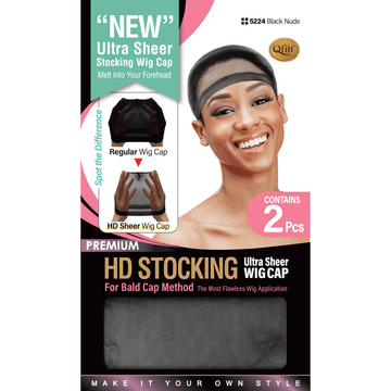 #5224 HD Ultra Sheer Stocking Wig Cap / Black Nude (12PC)