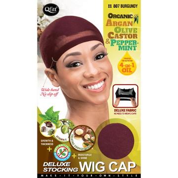#807 Organic Deluxe Stocking Wig Cap / Burgundy (12PC)