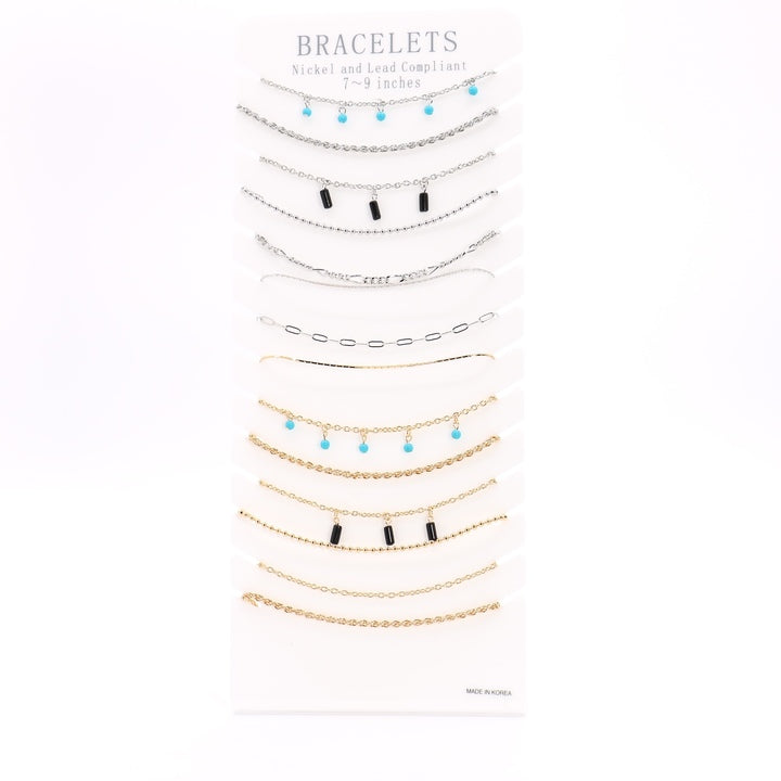 Premium Teal Mix Ankle Bracelet Display #900-036 (14PC)