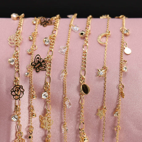 Premium Butterfly Night Bloom Ankle Bracelet Display #900-049G (14PC)