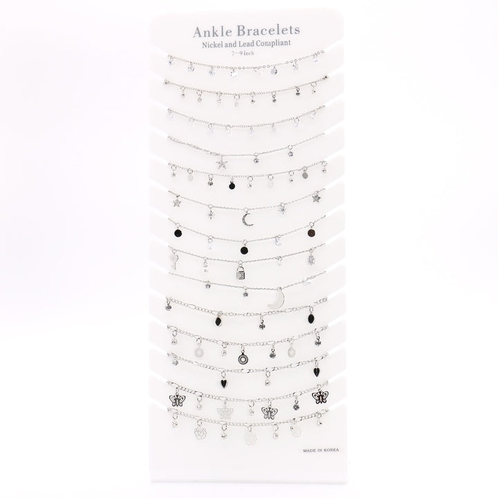 Premium Moon and Stars Anklet Display #900-049W (14PC)