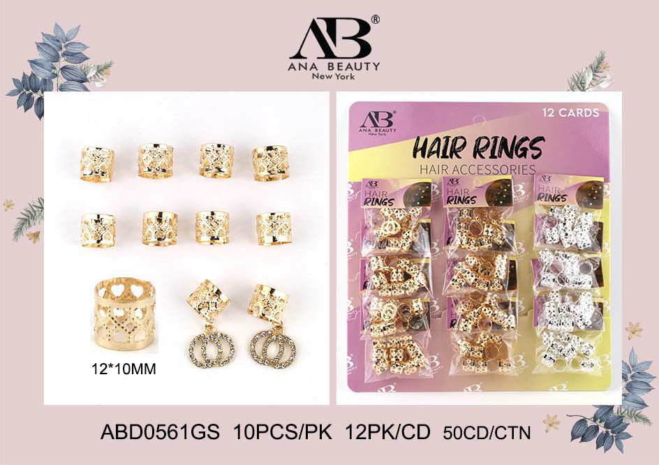 Fashion Hair Ring Accessories #ABD0561GS (12PC)