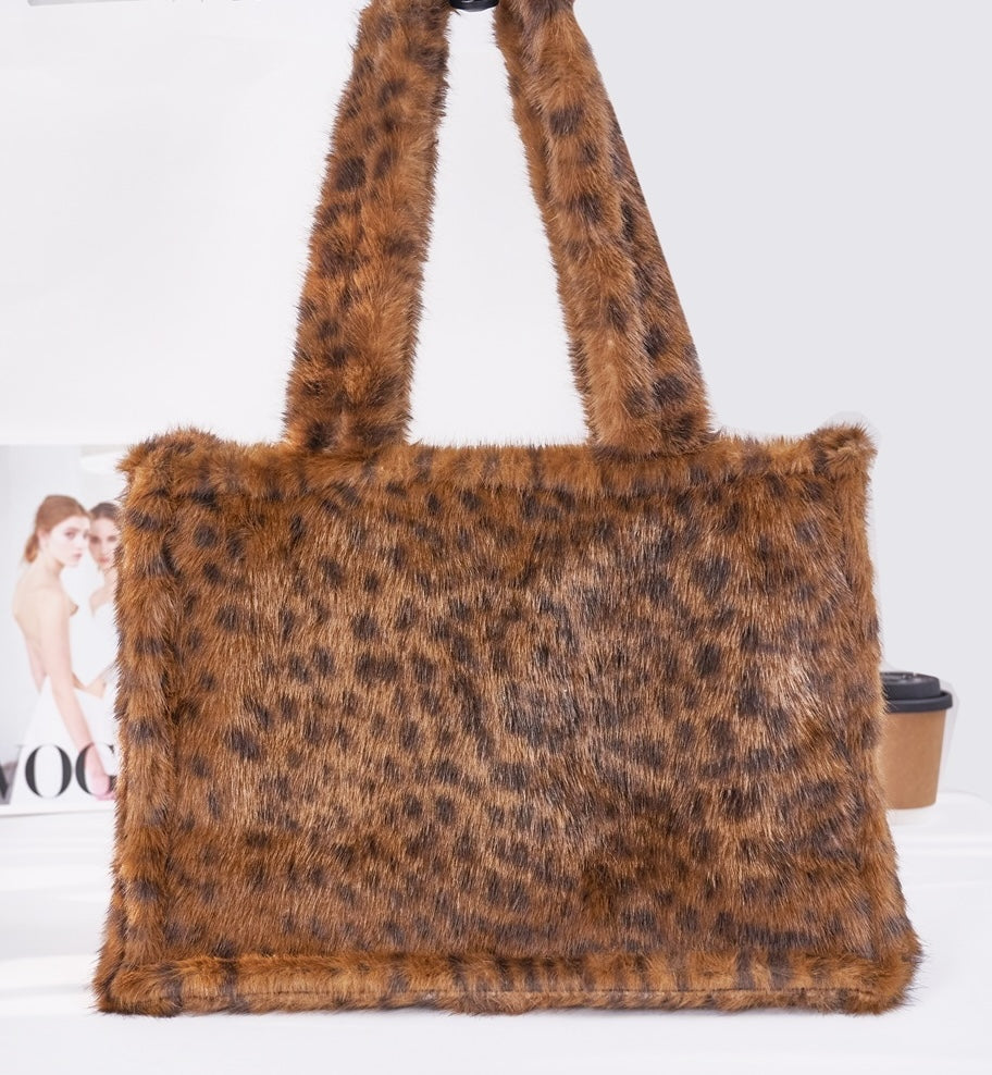 Fashion Large Tote Cheetah Print Bag #ABG1012 Mocha (PC)