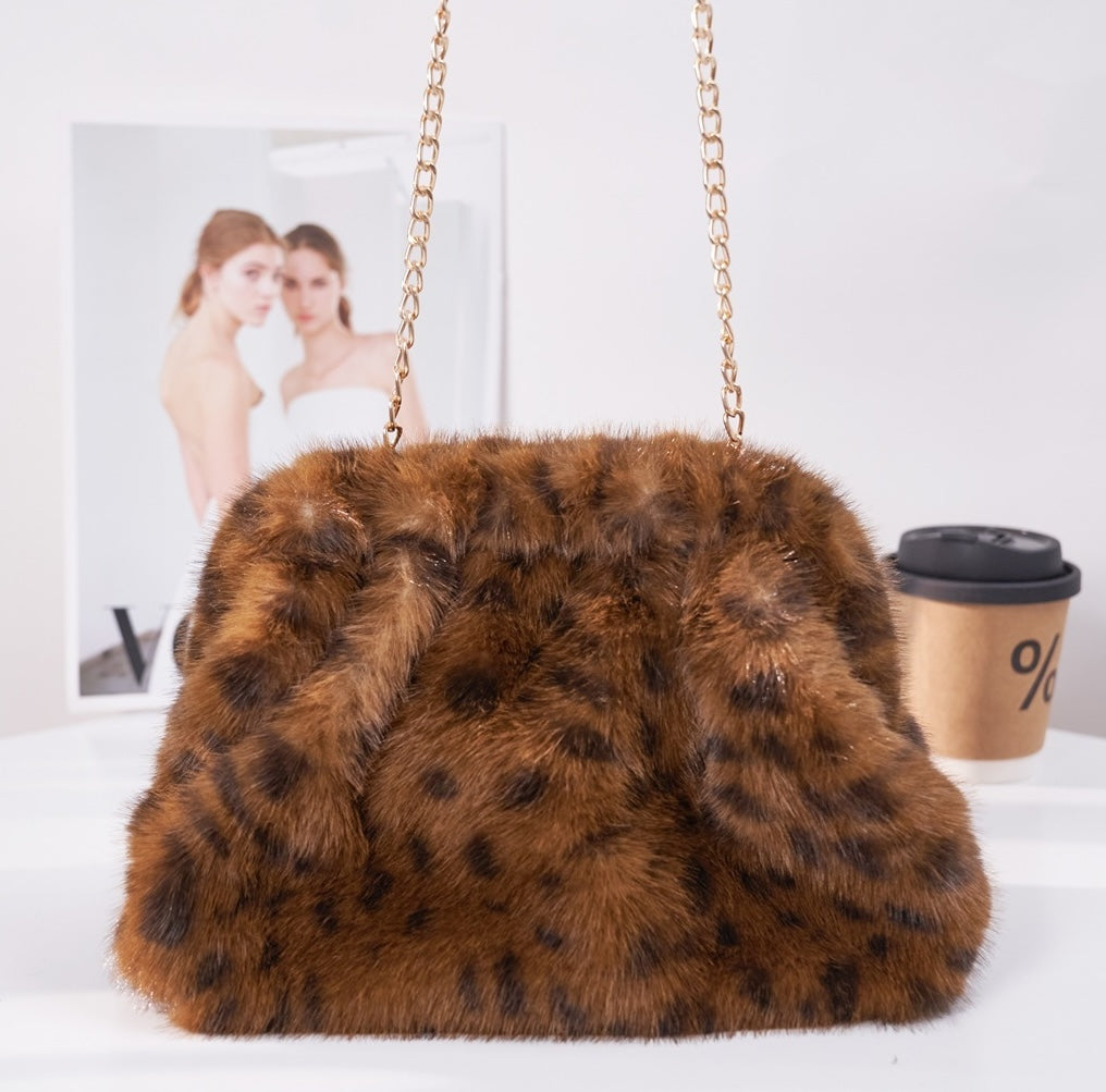 Fashion Small Cheetah Print Fur Bag #ABG1014 - Multiple Colors (PC)