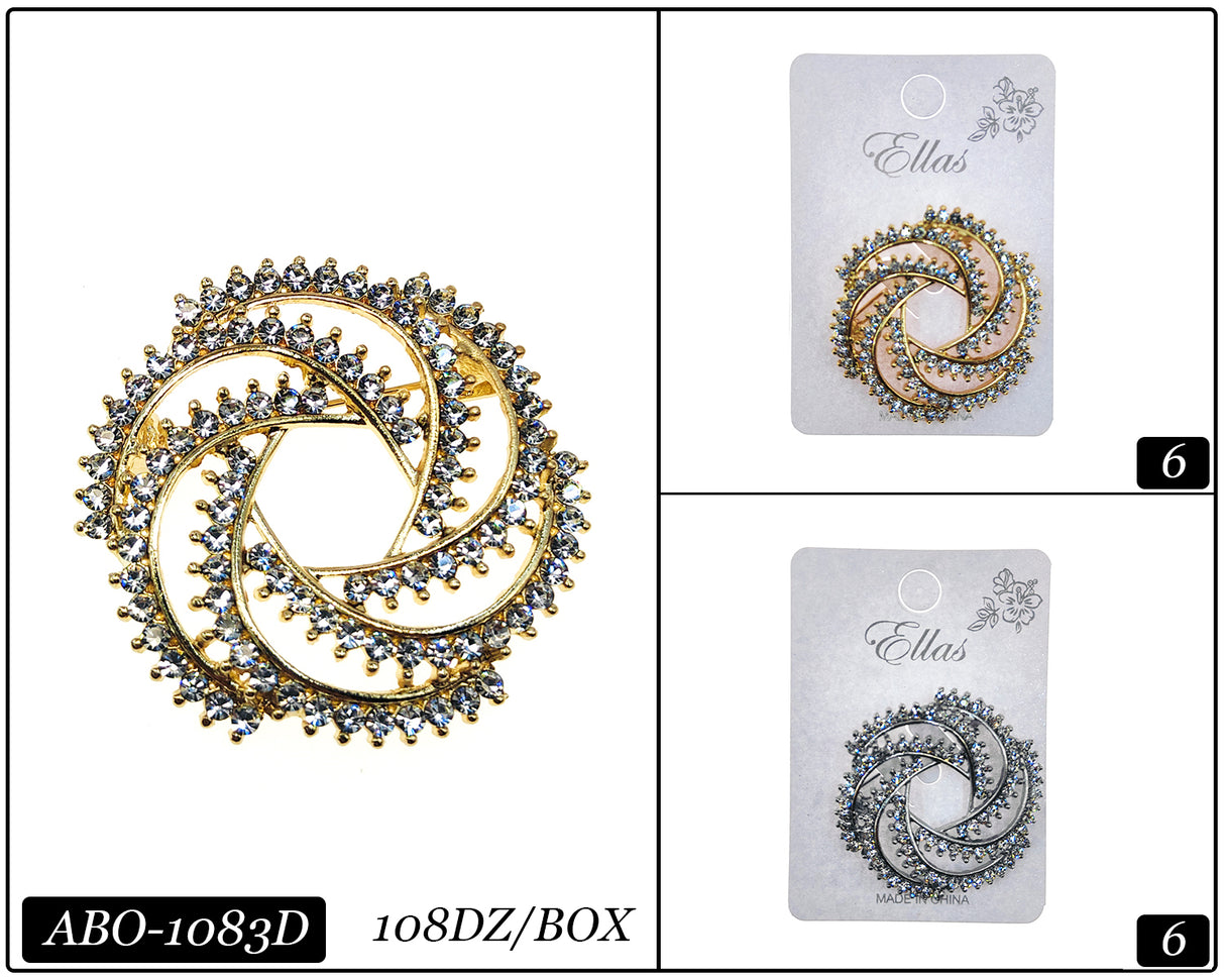 Fashion Stone Brooch #ABO1083D (12PC)