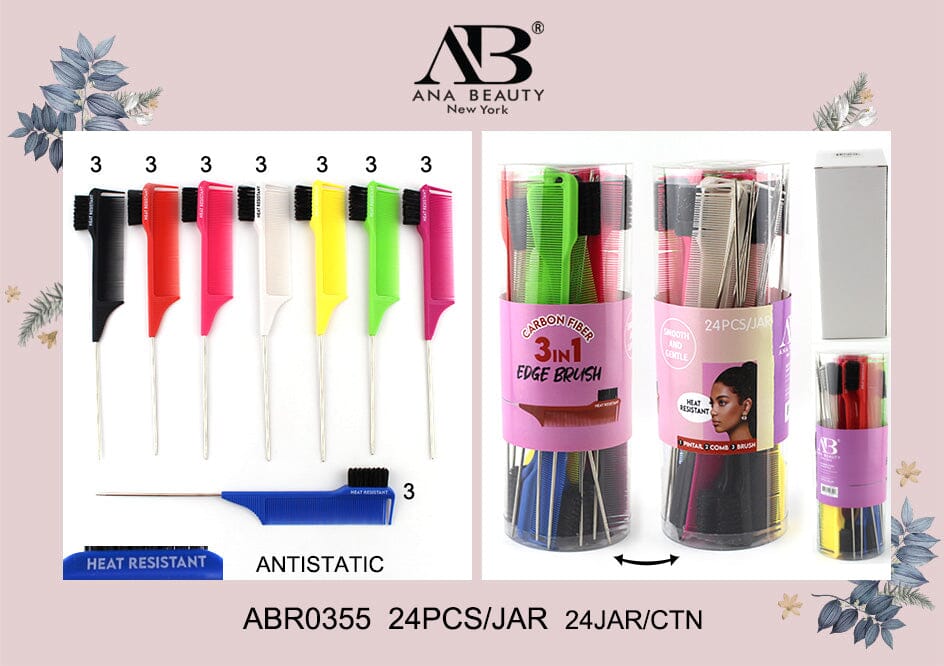 AB 3 in 1 Edge Brush #ABR0355 (24PC/JAR)