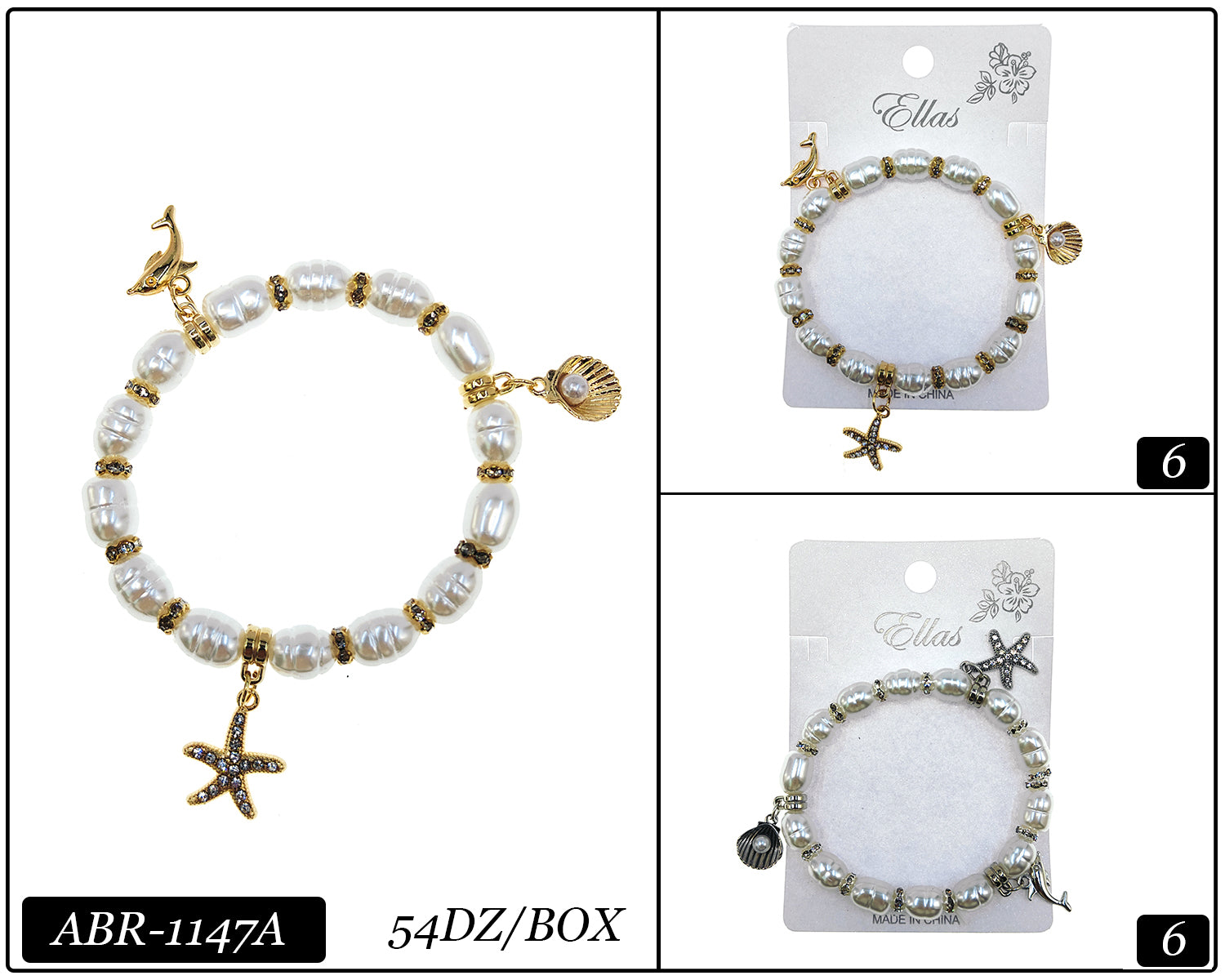 Fashion Design Bead Charm Bracelet #ABR1147A (12PC)