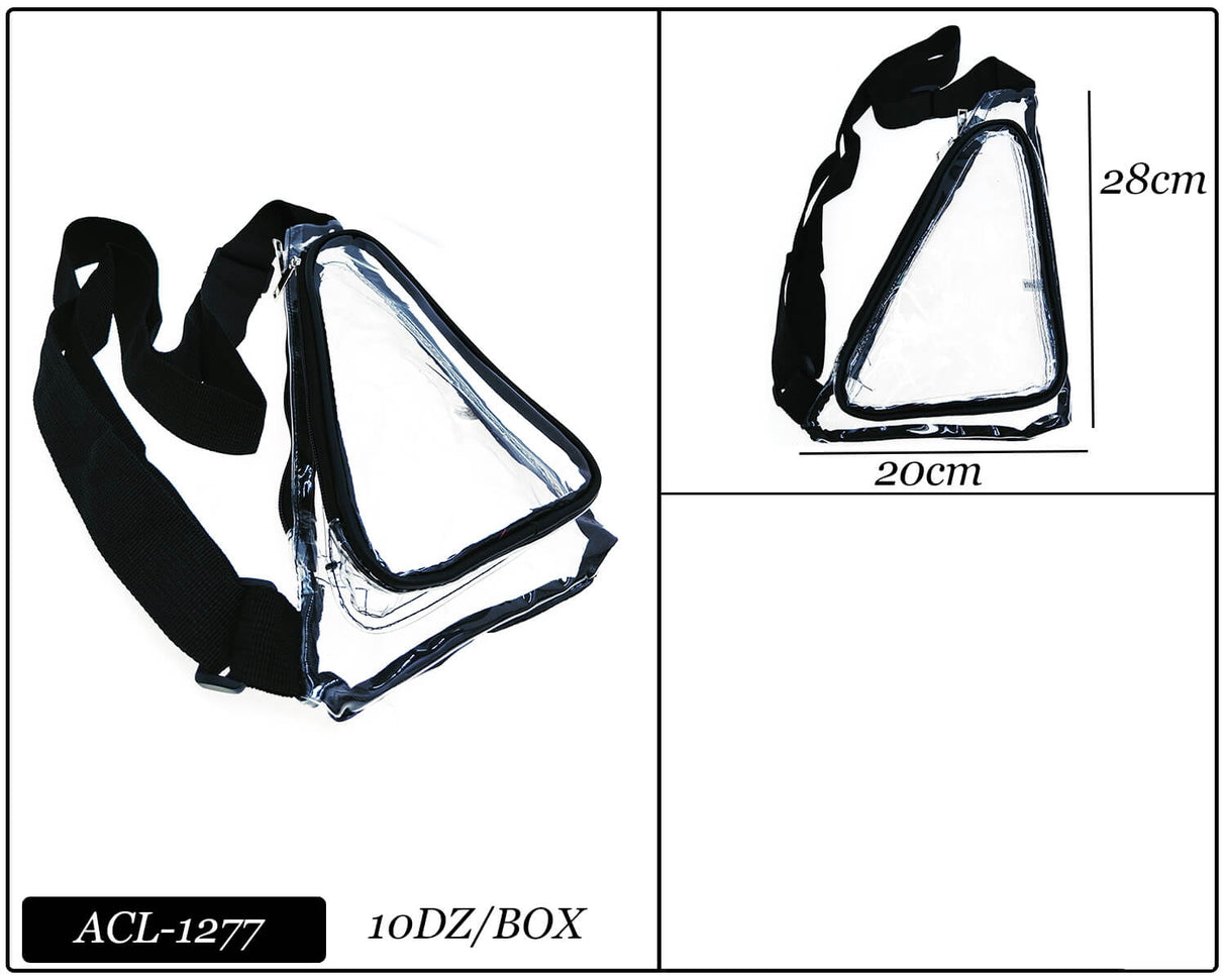 Fashion Clear Fanny Pack #ACL1277 - Clear/Black (PC)
