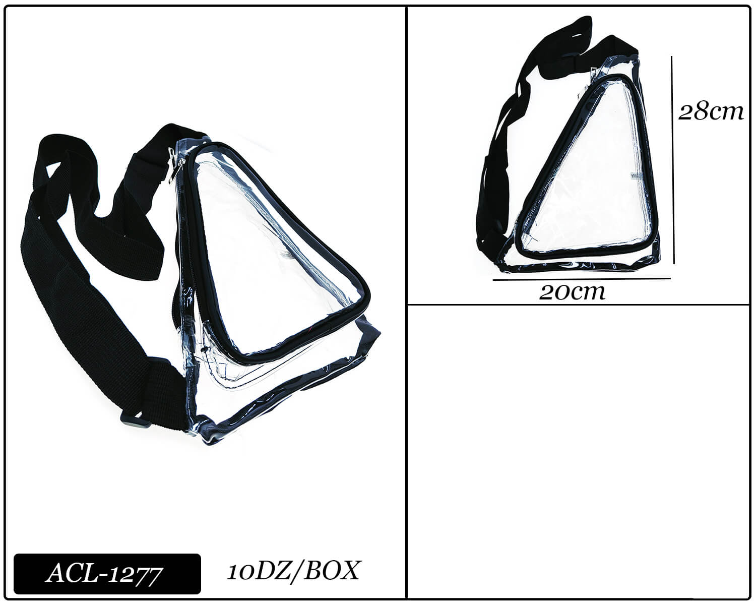 Fashion Clear Fanny Pack #ACL1277 - Clear/Black (PC)