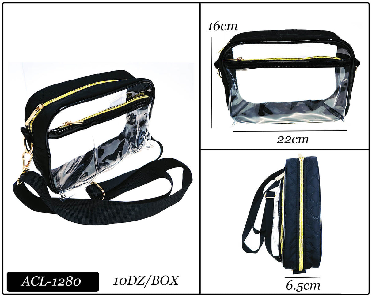 Fashion Clear Bag #ACL1280 - Clear/Black (PC)