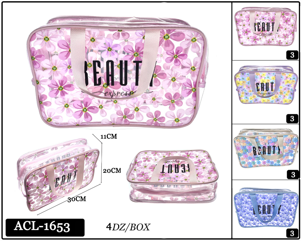 Fashion "Beauty" Flower Cosmetic Bag #ACL1653 - Multiple Colors (PC)