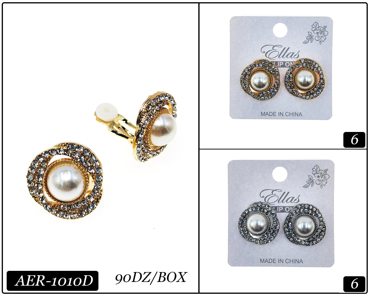 Clip-On Earrings by the Dozen #AER1010D (12PC)