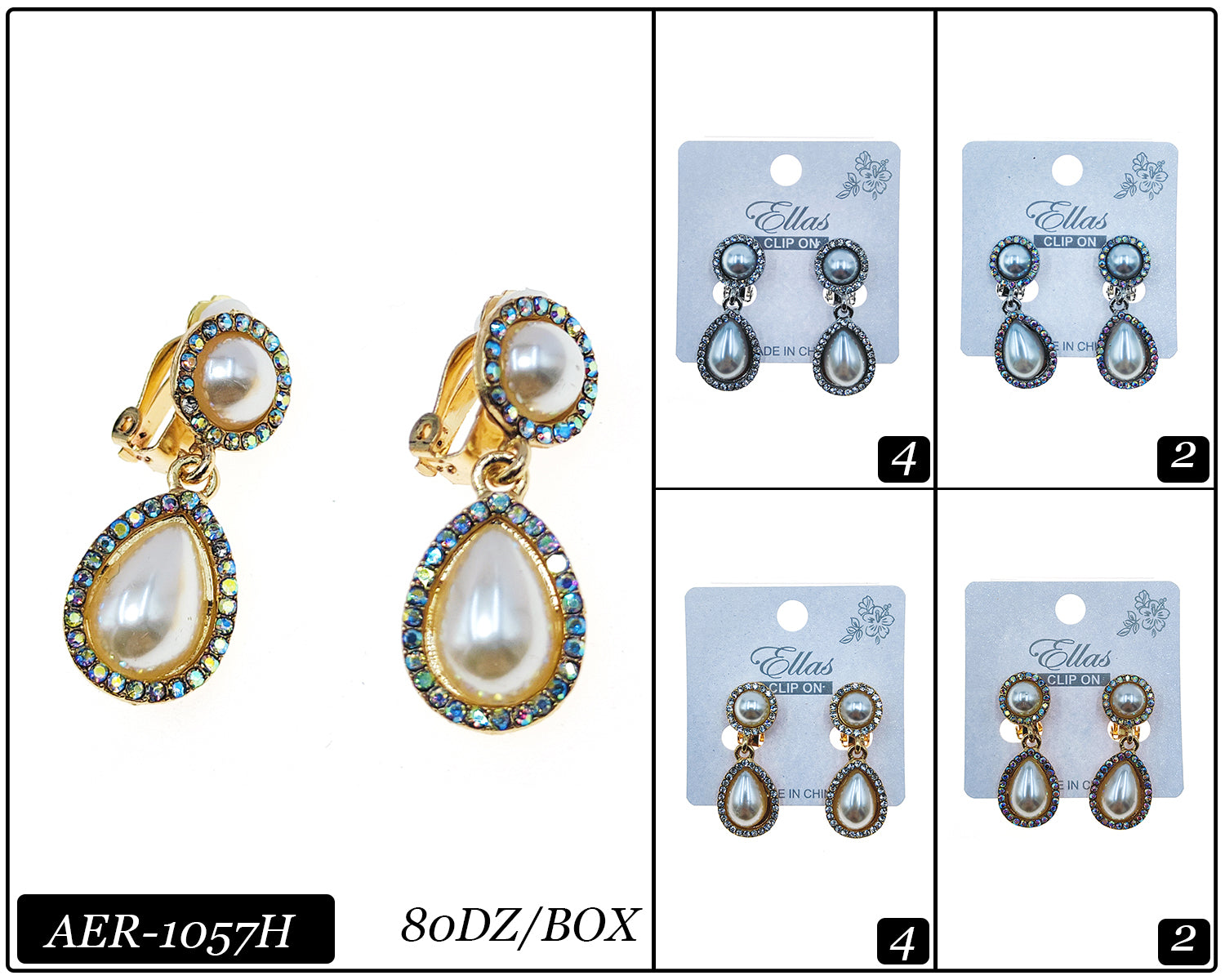 Clip-On Earrings by the Dozen #AER1057H (12PC)