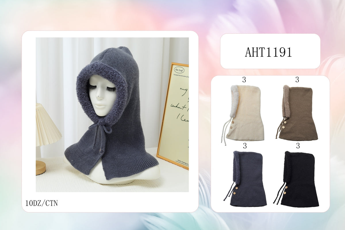 Fashion Fur Trim Knit Hood #AHT1191 - Multiple Colors (PC)