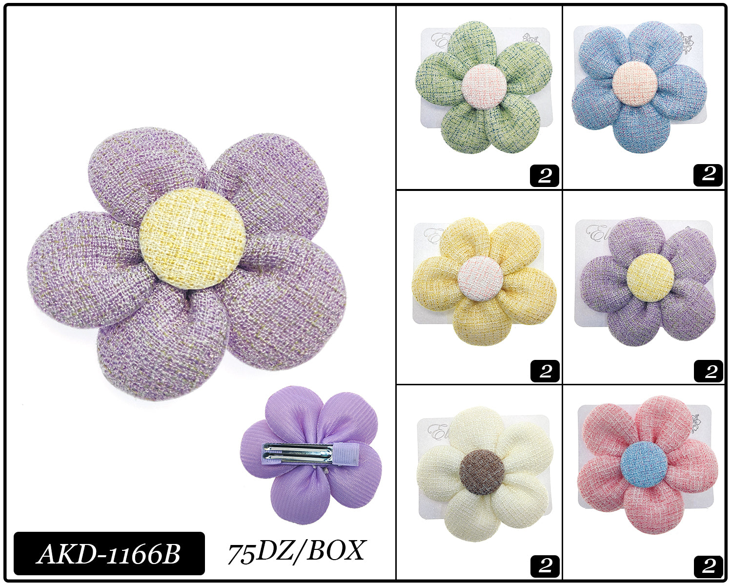 Fashion Flower Hairbows #AKD1166B (12PC)