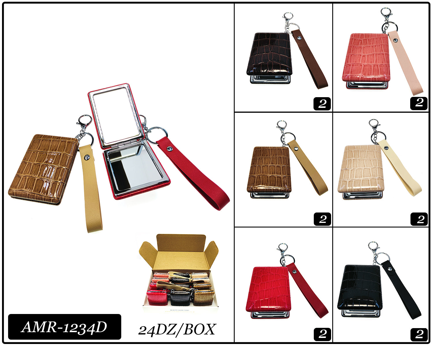 Fashion Cosmetic Mirror Keychains #AMR1234D (12PC)