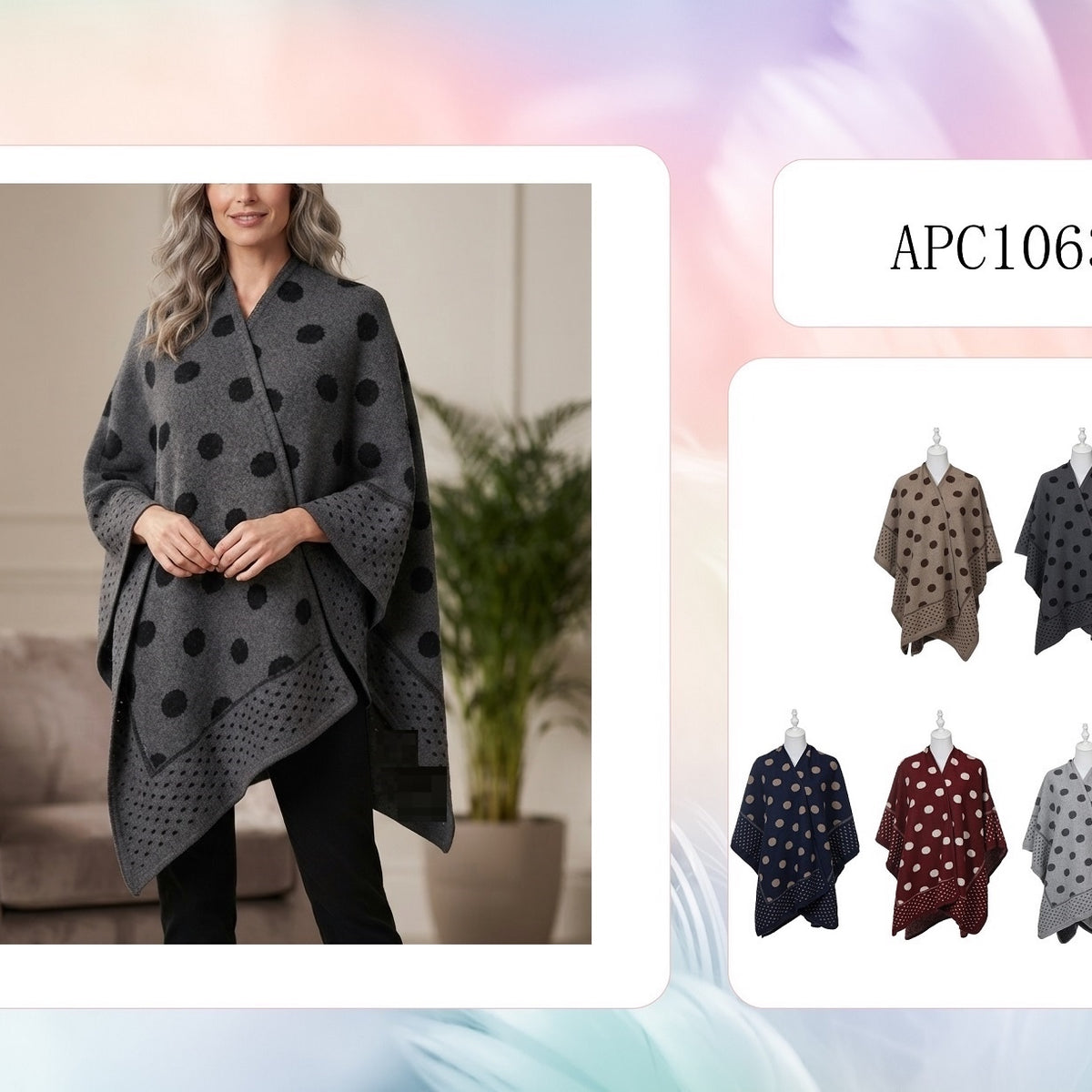 Fashion Polka Dot Poncho Wrap #APC1063 - Multiple Colors (PC ...