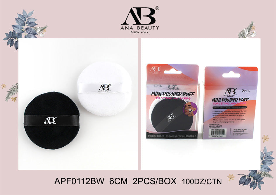 Round Makeup Powder Puff #APF0112BW (12PC)