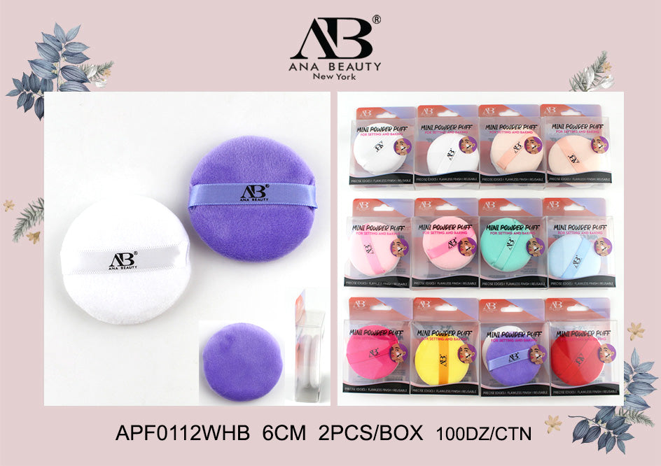 Round Makeup Powder Puff #APF0112WHB  (12PC)