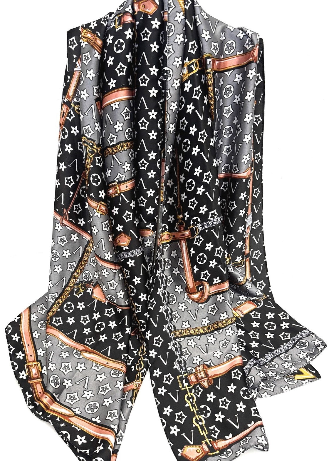 Design Silk Head Scarf #AS597BK Black (PC)