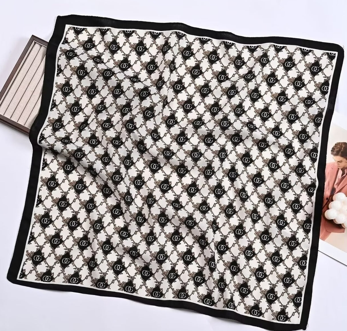 Fashion Design Satin Scarf #AS-705 Black (12PC)