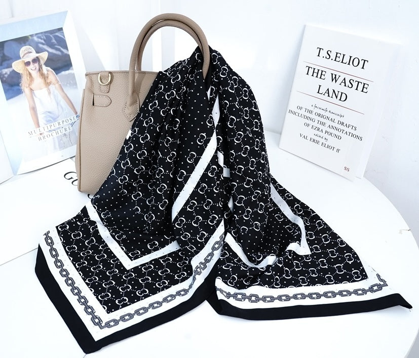 Fashion Design Satin Scarf #AS-770 Black (12PC)