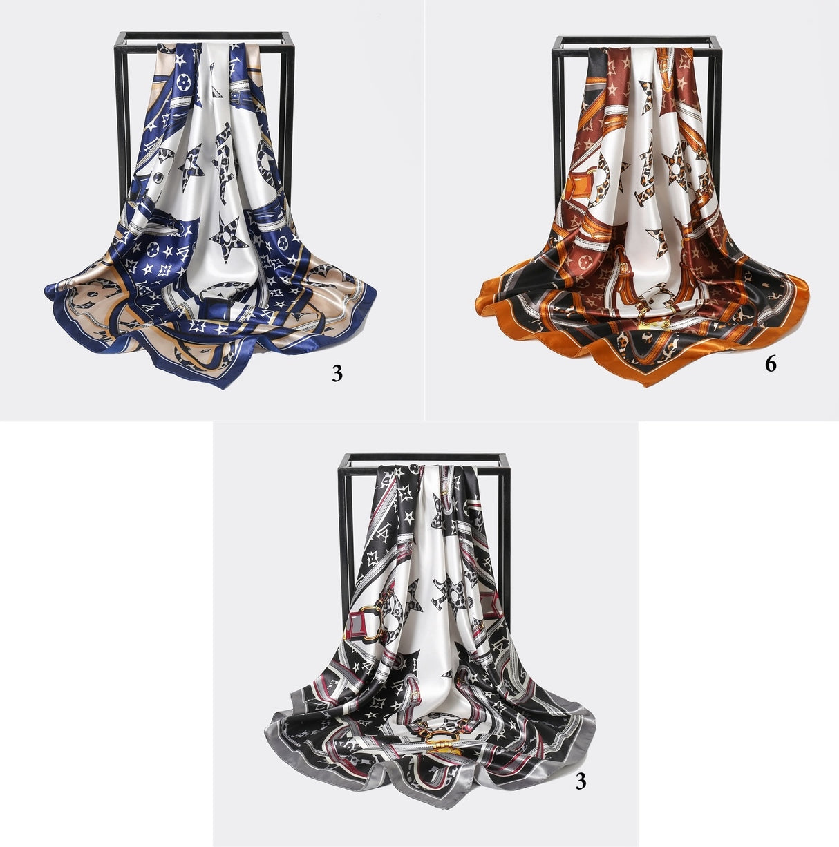 Fashion Design Stain Scarf 90x90cm #AS-776 MIX (12PC)