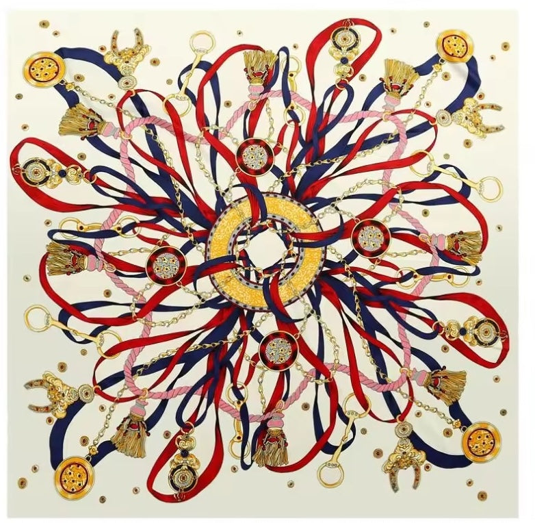 Fashion Design Satin Scarf 130x130cm #AS877IVO Ivory (PC)
