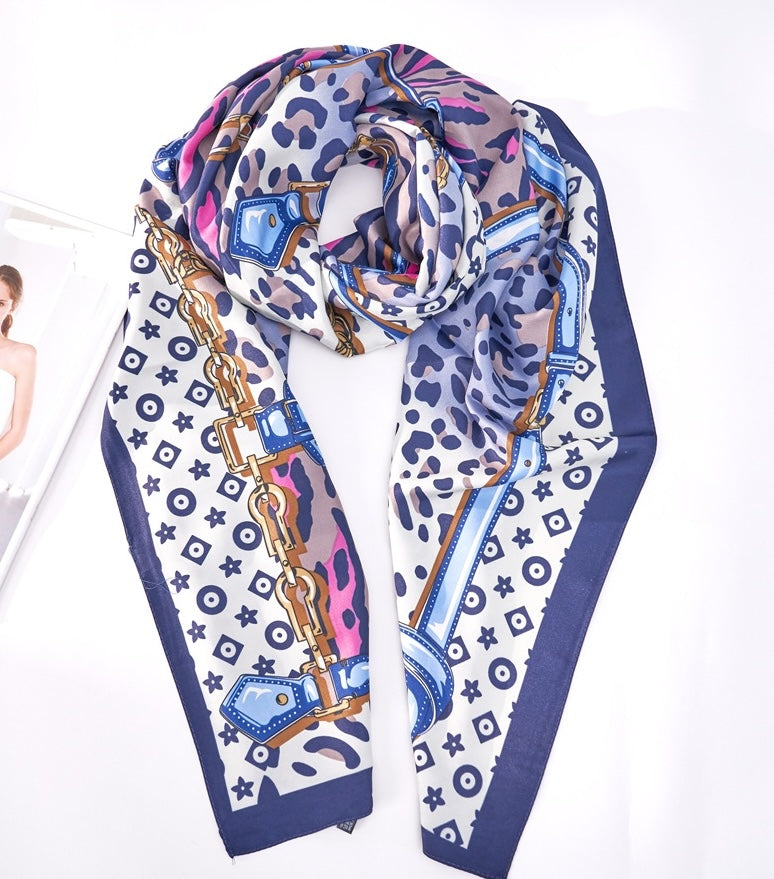 Fashion Leopard Print Satin Scarf 130x130cm #AS880 - Multiple Colors (PC)