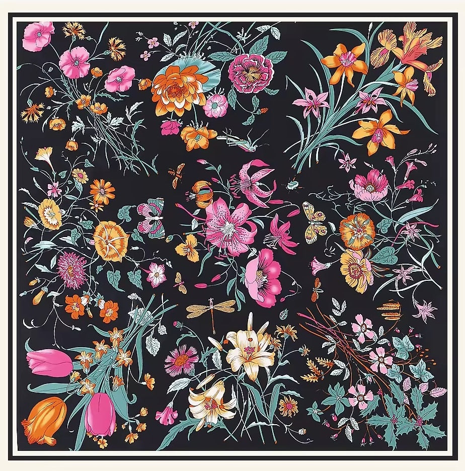 Fashion Floral Pattern Satin Scarf 130x130cm #AS881 - Multiple Colors (PC)