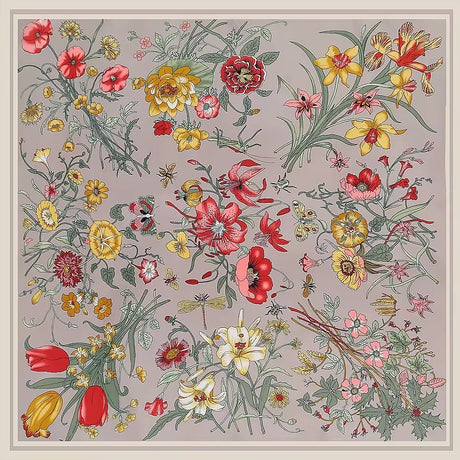 Fashion Floral Pattern Satin Scarf 130x130cm #AS881 - Multiple Colors (PC)