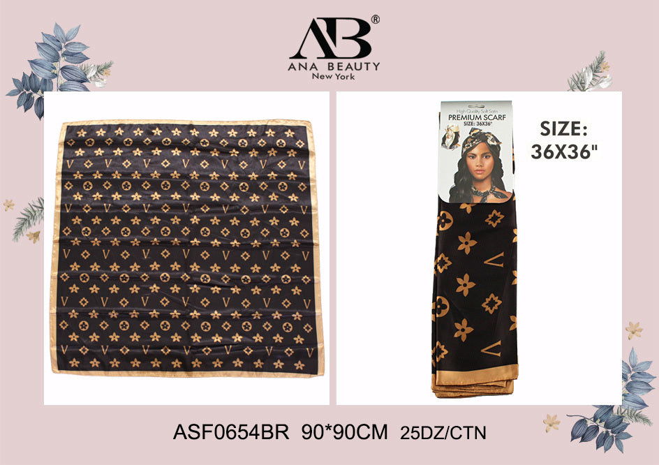 Fashion Designed Head Scarf #ASF0654 Black and Brown (12PC)