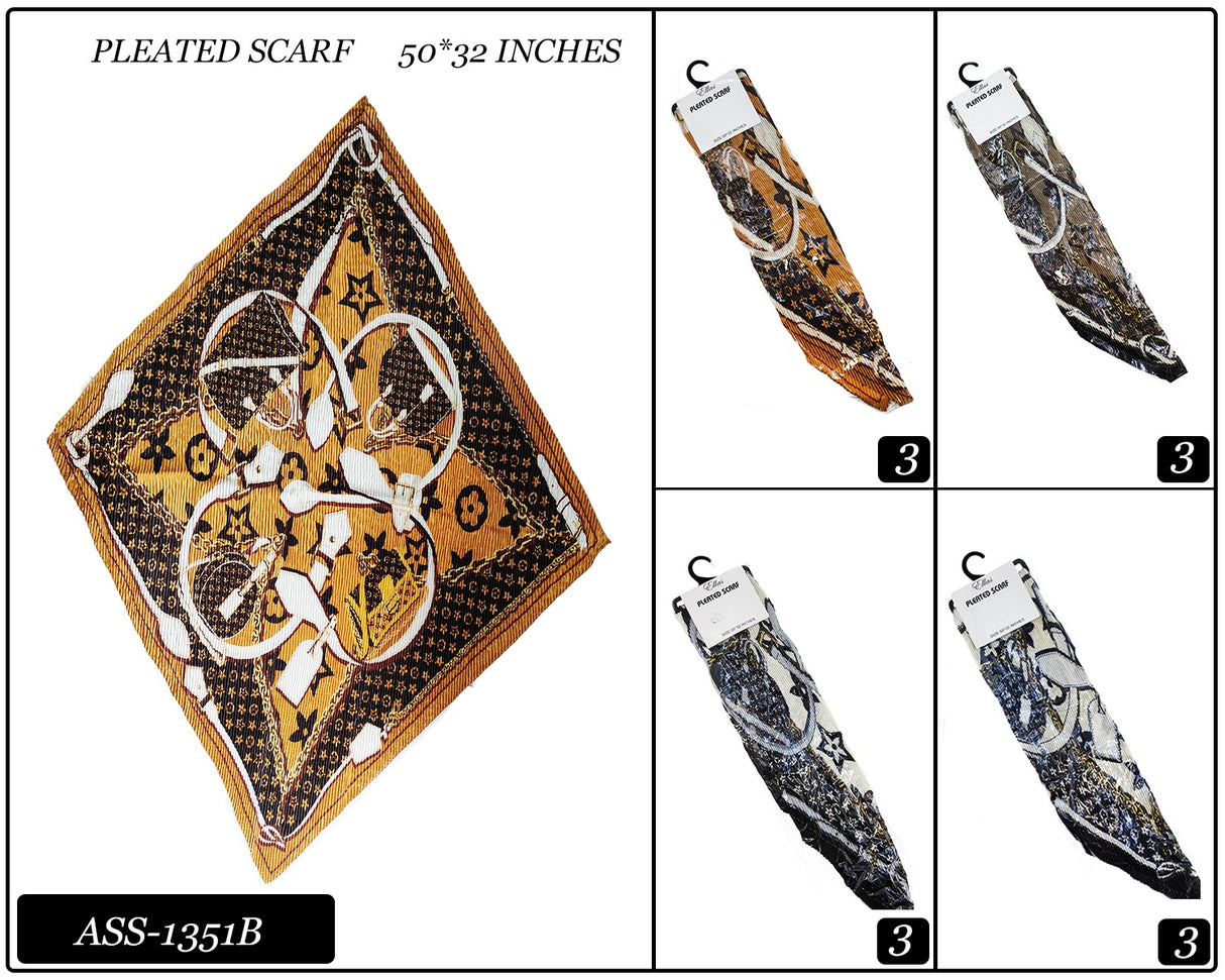Fashion Design Pleated Scarf #ASS1351B (12PC)