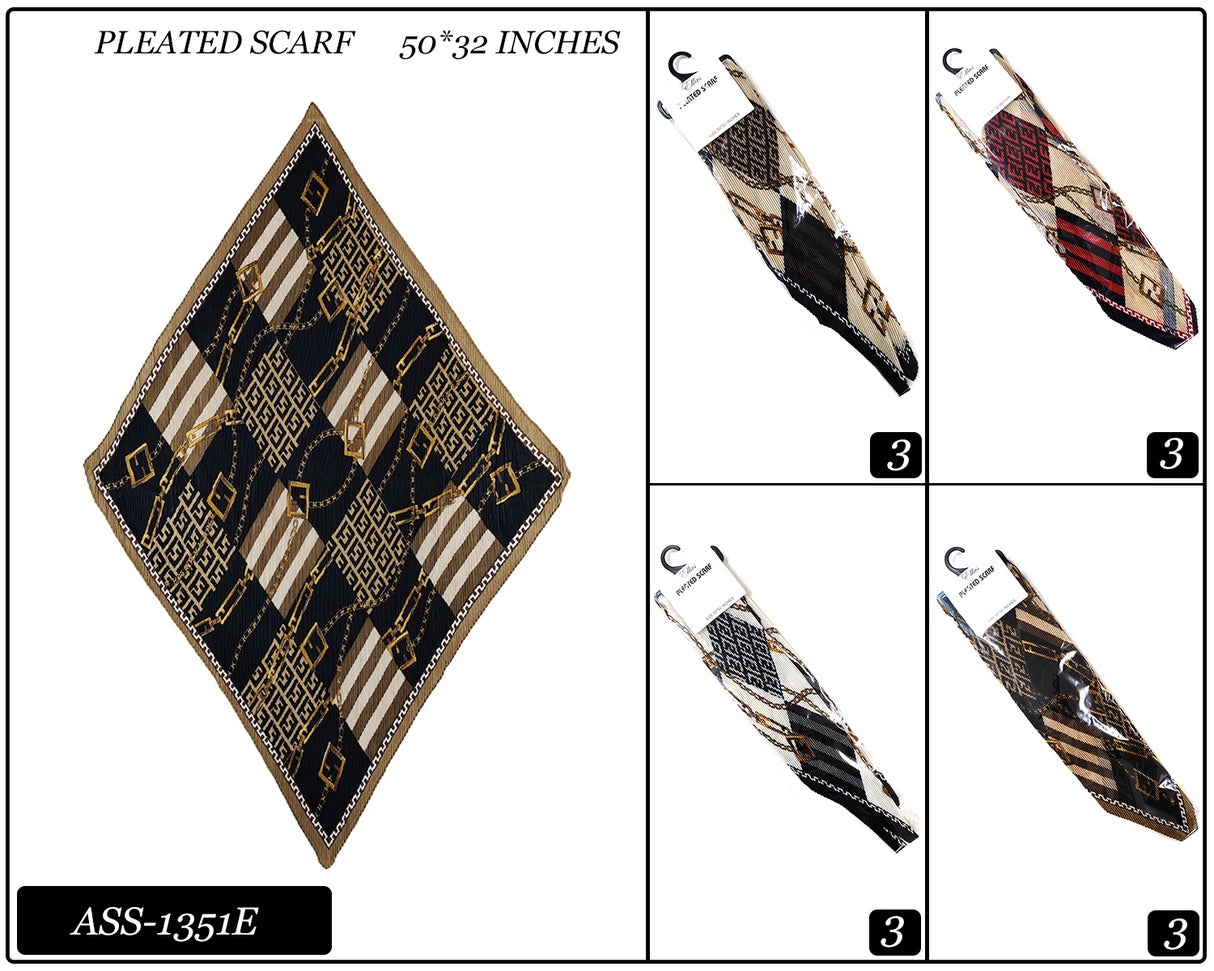 Fashion Design Pleated Scarf #ASS1351E (12PC)
