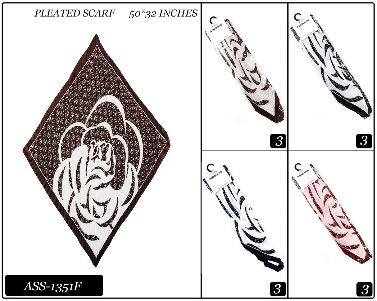 Fashion Design Pleated Scarf #ASS1351F (12PC)