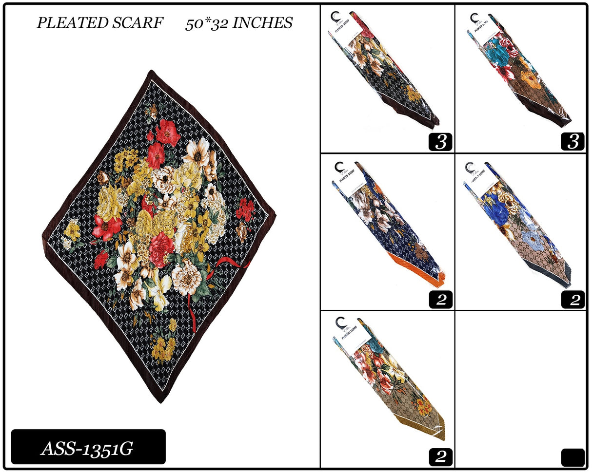 Fashion Design Pleated Scarf #ASS1351G (12PC)