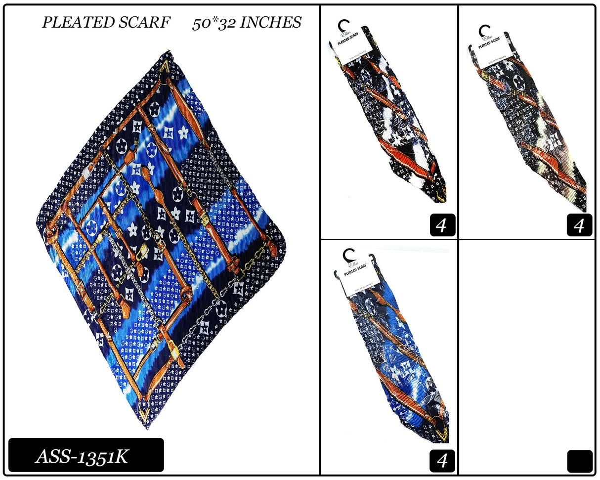 Fashion Design Pleated Scarf #ASS1351K (12PC)