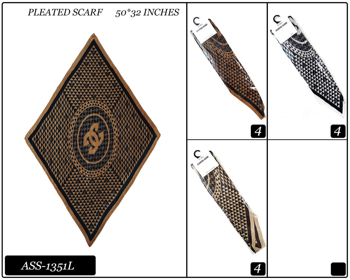Fashion Design Pleated Scarf #ASS1351L (12PC)