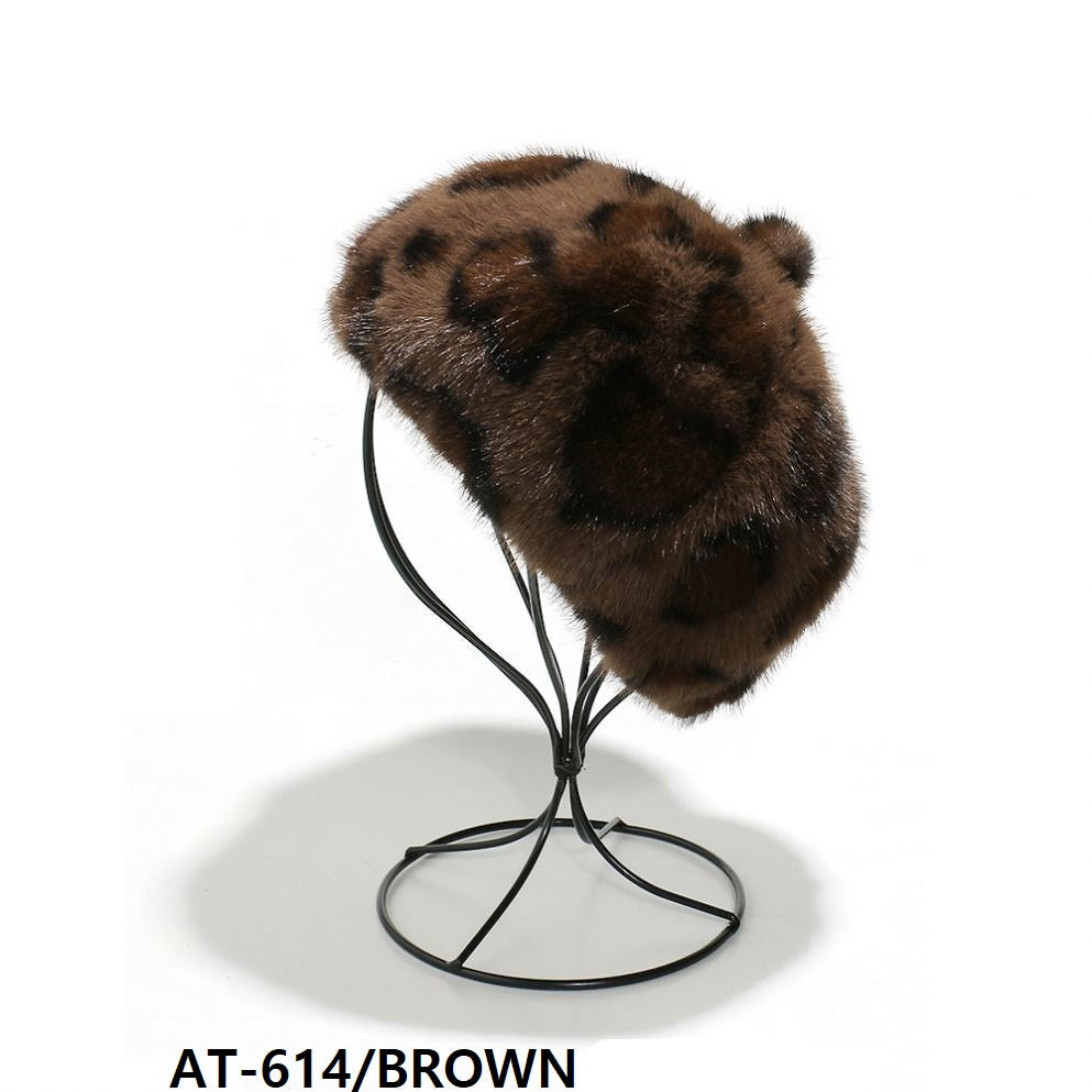 Fashion Leopard Fur Hat #AT614 - Mocha (PC)