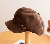 Fashion Faux Suede Newsboy Cap #AT659 - Multiple Colors (PC)