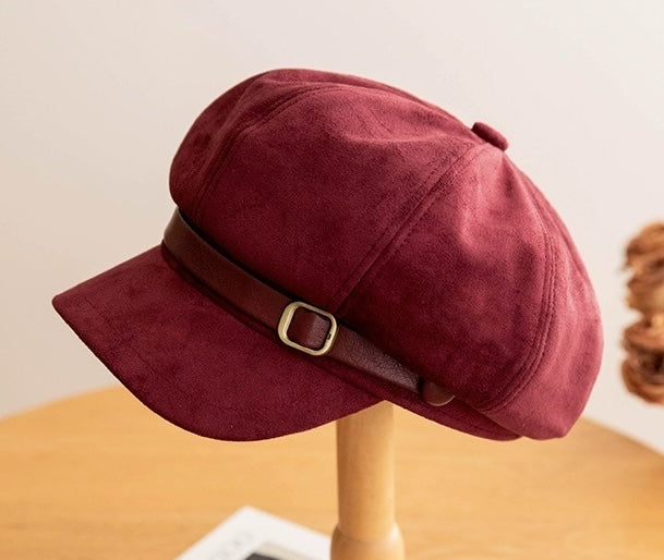 Fashion Faux Suede Newsboy Cap #AT659 - Multiple Colors (PC)