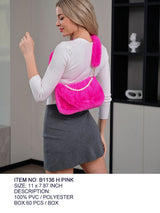 Fashion Fur Shoulder Bag W/ Pearls #B1136 - Multiple Colors (PC)