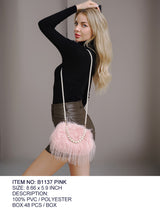 Fashion Shoulder Furry Pearl Bag #B1137 - Multiple Colors (PC)