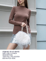 Fashion Shoulder Furry Pearl Bag #B1137 - Multiple Colors (PC)