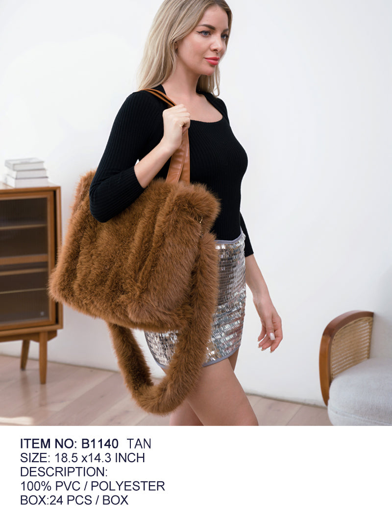 Fashion Large Fur Bag #B1140 - Multiple Colors (PC)