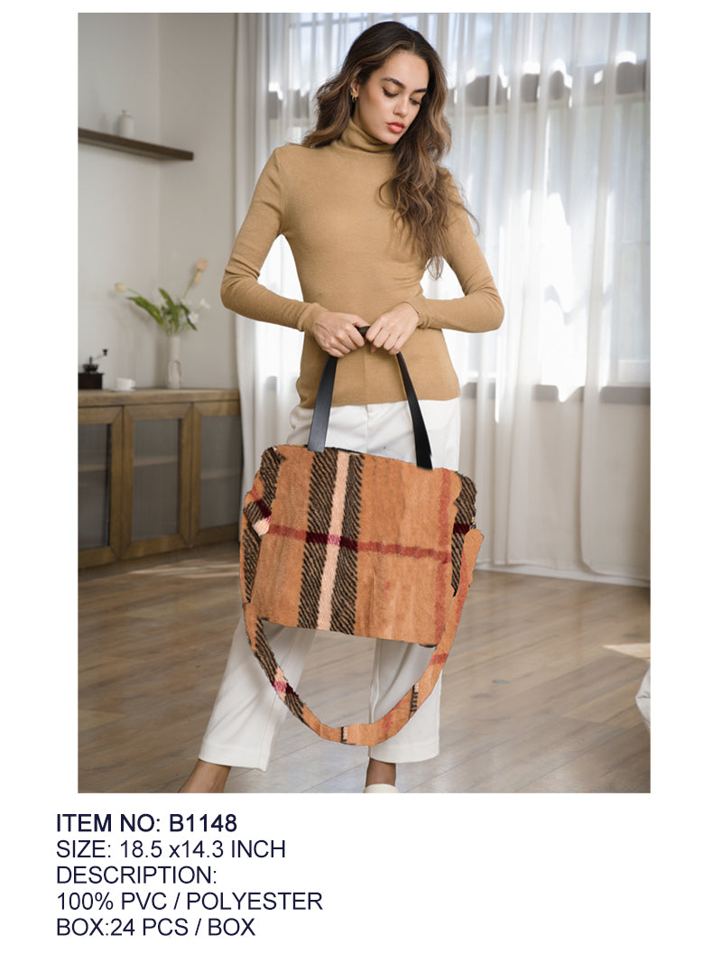 Fashion Design Large Fur Bag #B1148 Tan (PC)