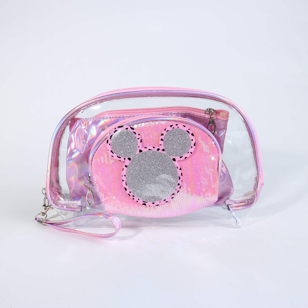Fashion Cosmetic Clear/Sequin Bag #BA2374 - Multiple Colors (PC)