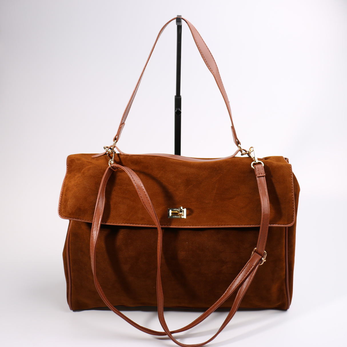 Fashion Faux Suede Handbag #BAIMBAG01-BR - Brown (PC)
