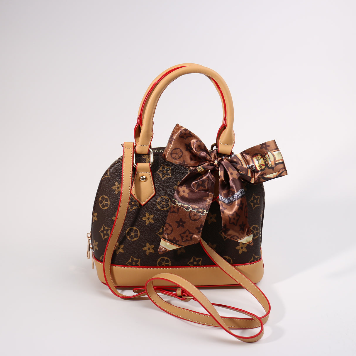 Fashion Mini Handle Bag #BAIMBAG02-FLKHK - Dark Brown (PC)