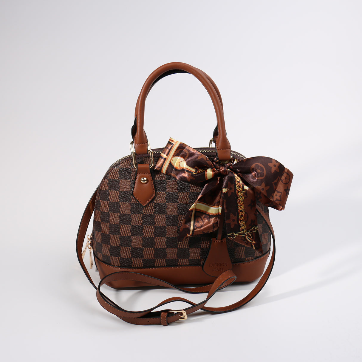 Fashion Mini Handle Bag #BAIMBAG02-SQDB - Dark Brown (PC)